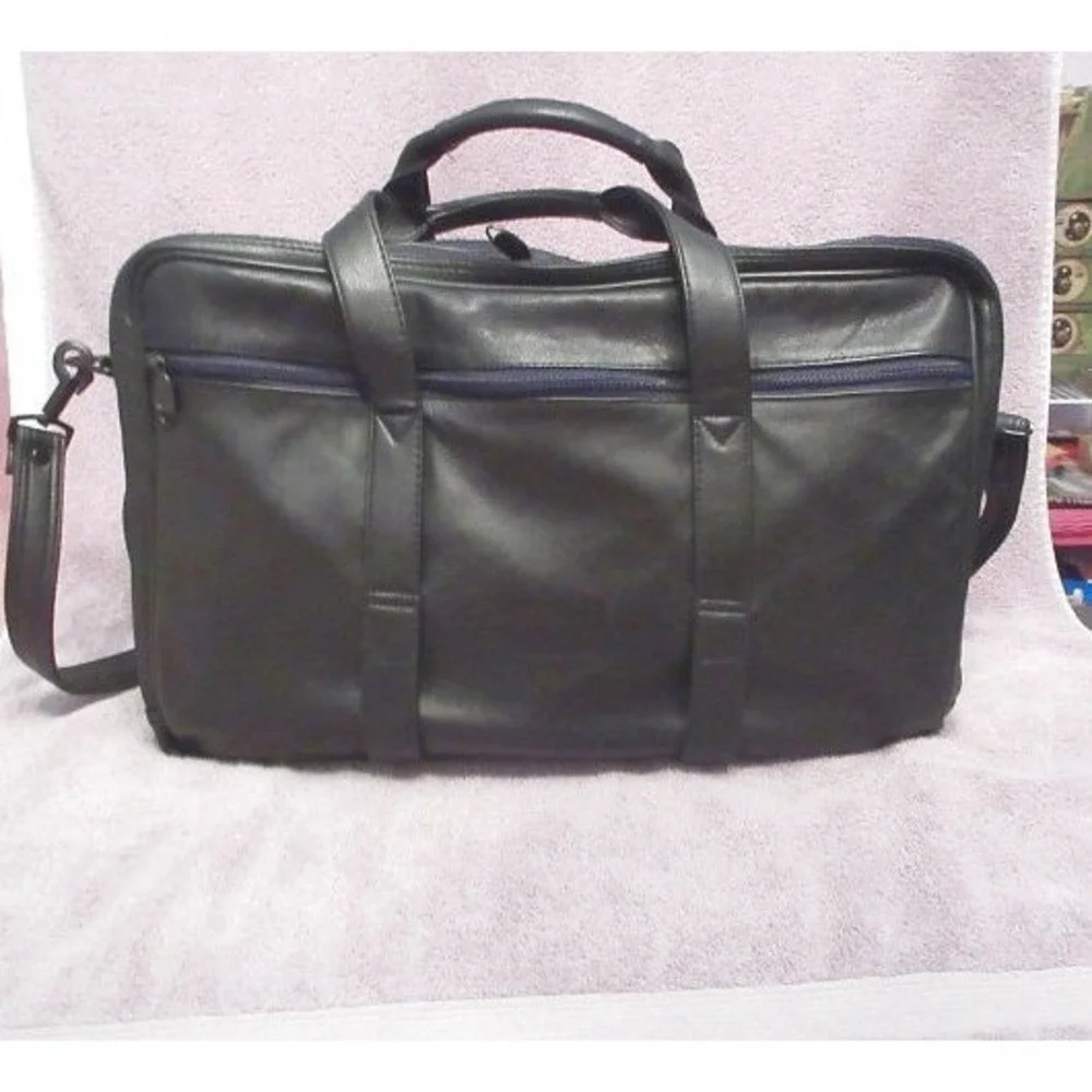 Vtg Geoffrey Beene Leather Executive Briefcase Business Travel Attache Bag